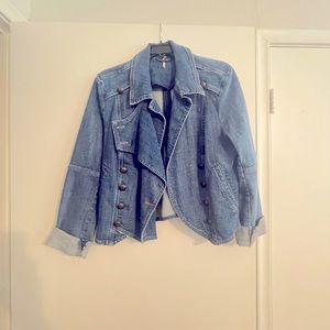 Free People Military Style Denim Jacket